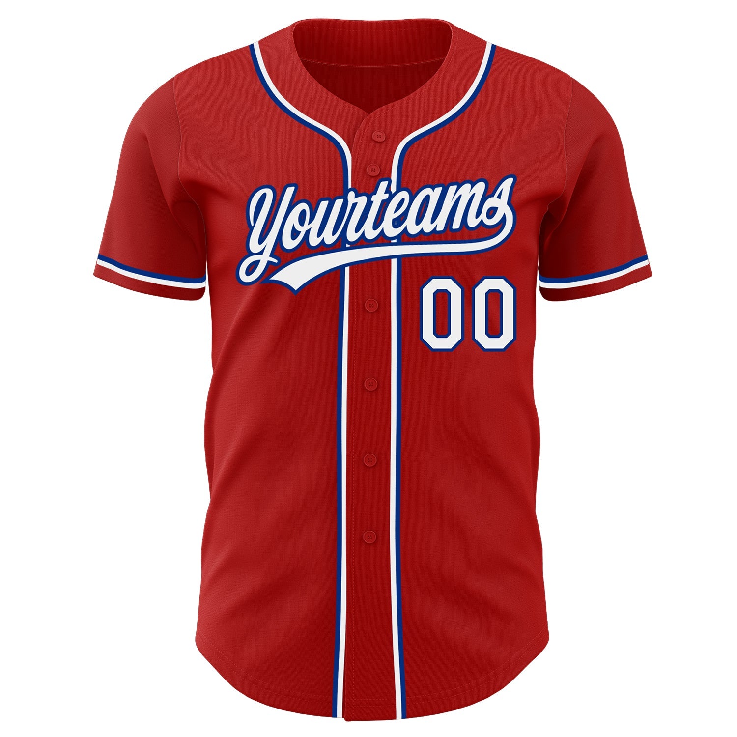 Custom Red White-Royal Authentic Baseball Jersey view 2