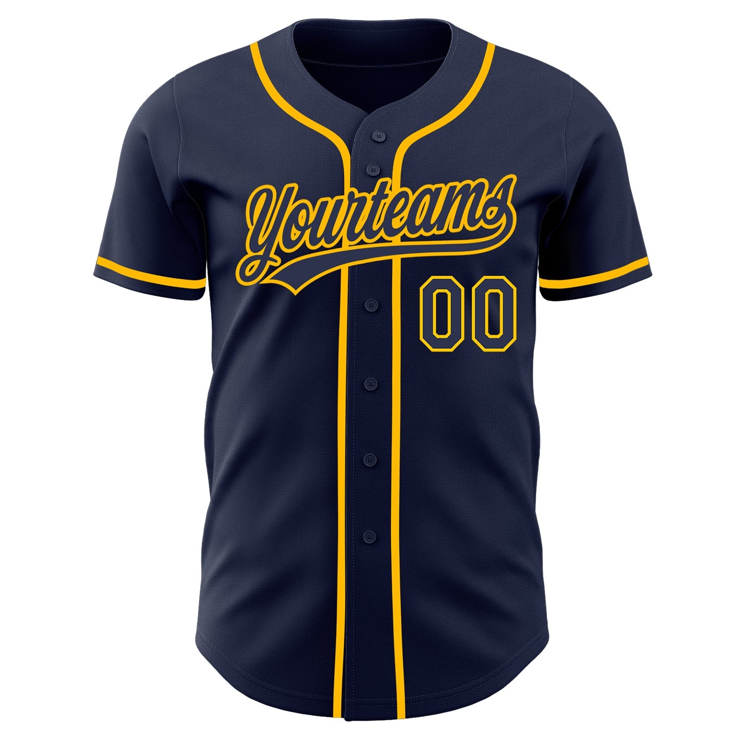 Custom Navy-Gold Authentic Baseball Jersey view 2