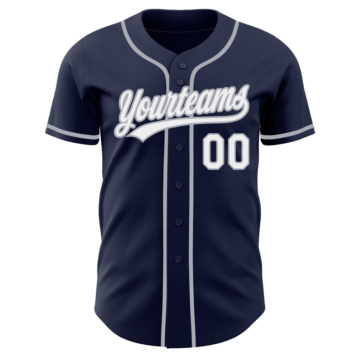 Custom Navy White-Gray Authentic Baseball Jersey view 2
