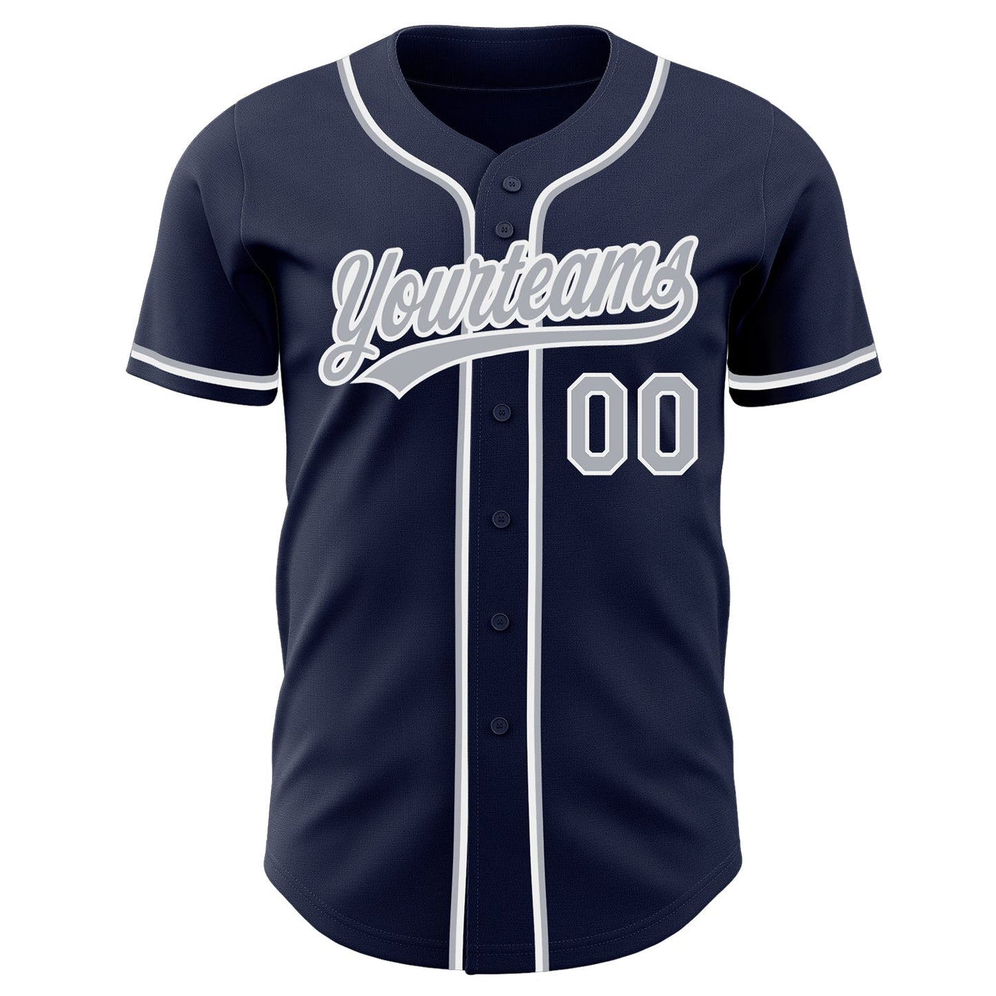 Custom Navy Gray-White Authentic Baseball Jersey view 2