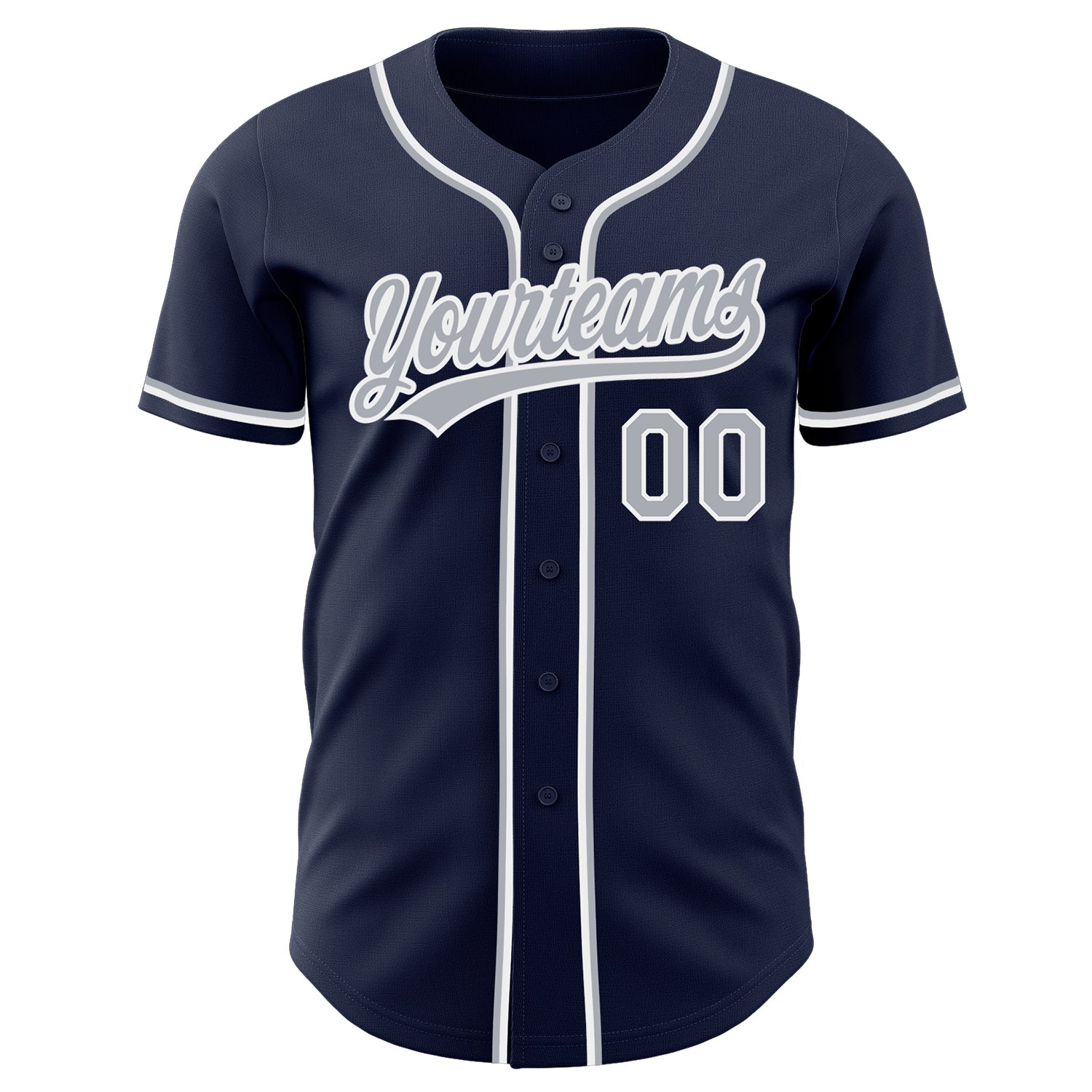 Custom Navy Gray-White Authentic Baseball Jersey view 2