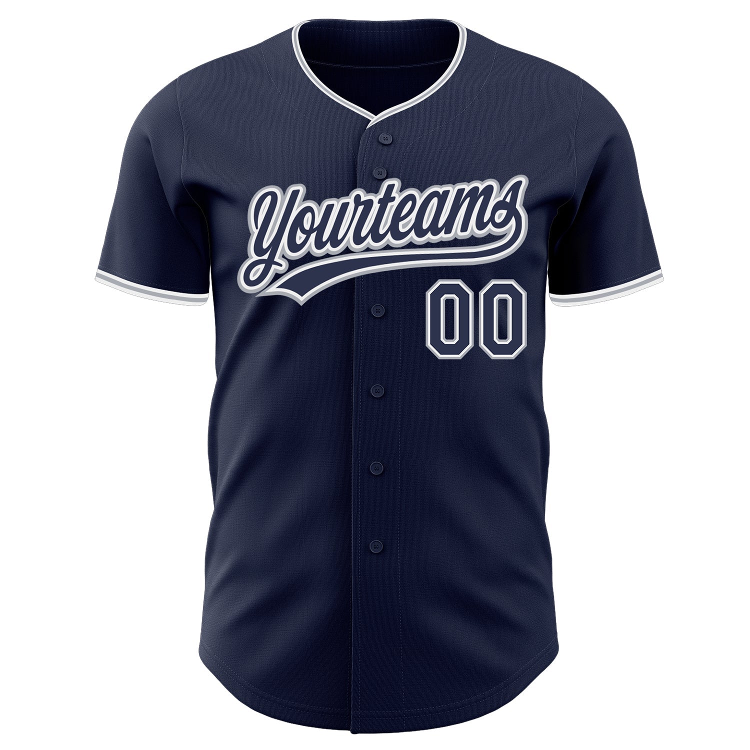 Custom Navy White-Gray Authentic Baseball Jersey view 2