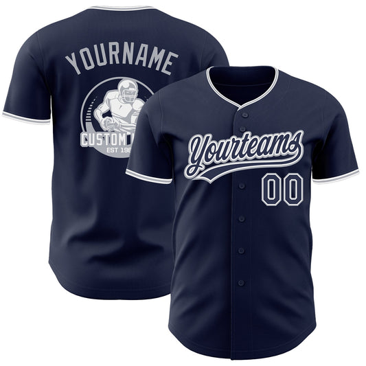 Custom Navy White-Gray Authentic Baseball Jersey - Main View
