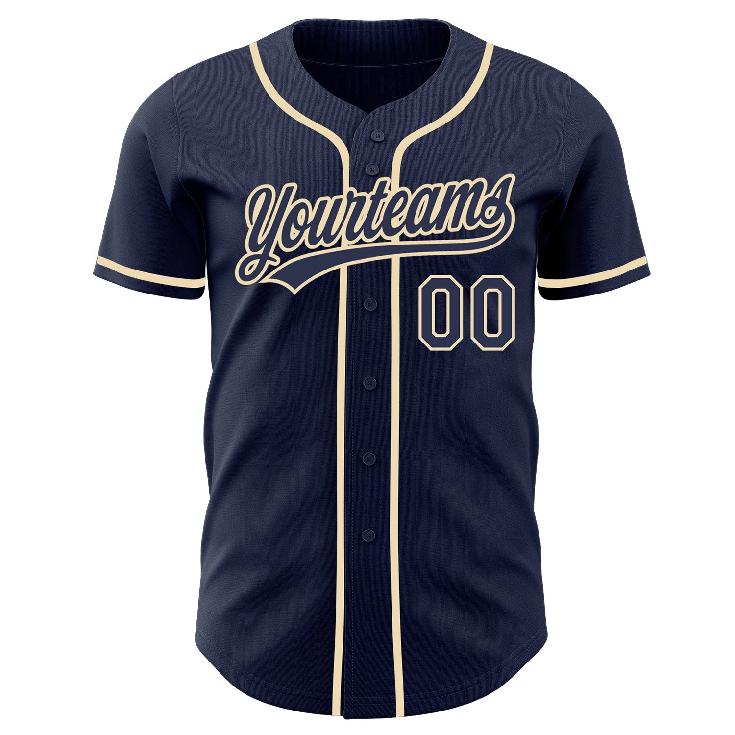 Custom Navy-Cream Authentic Baseball Jersey view 2