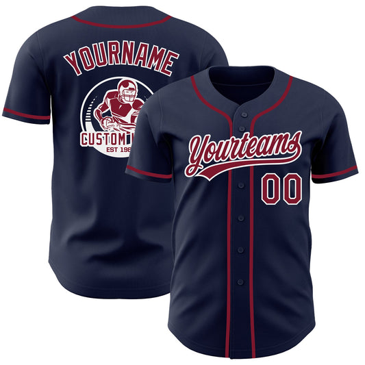 Custom Navy Crimson-White Authentic Baseball Jersey - Main View