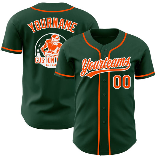 Custom Green Orange-White Authentic Baseball Jersey - Main View