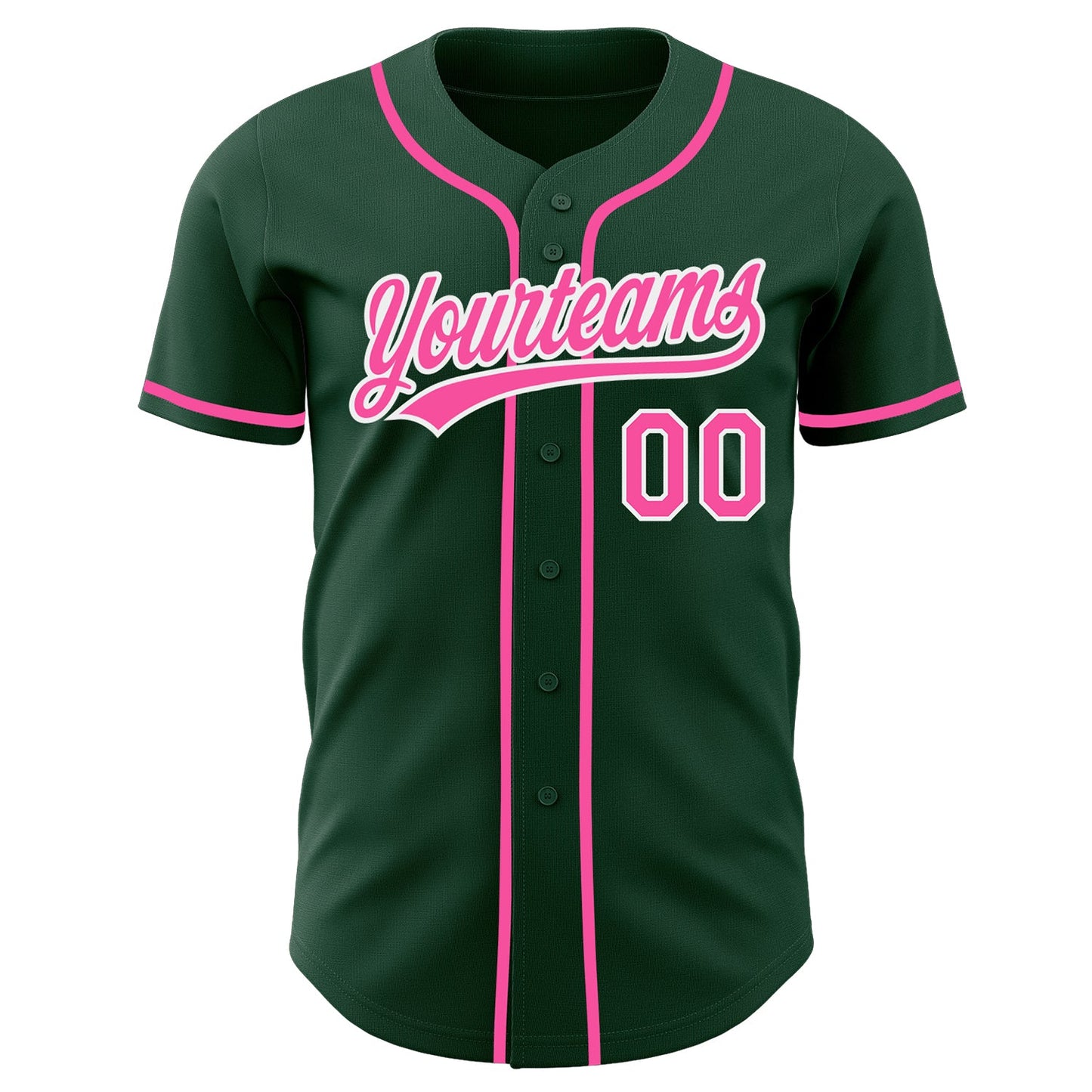 Custom Green Pink-White Authentic Baseball Jersey view 2