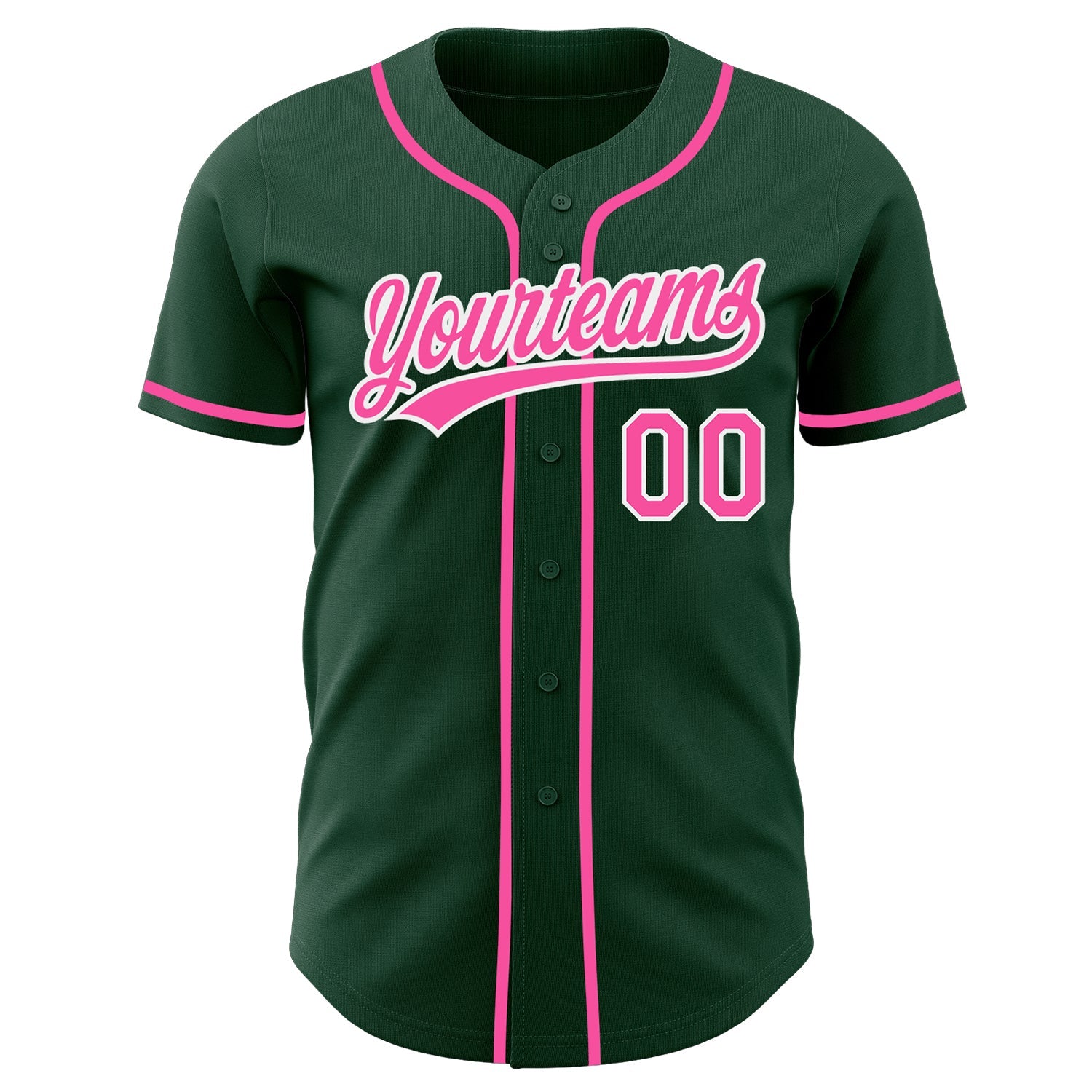 Custom Green Pink-White Authentic Baseball Jersey view 2