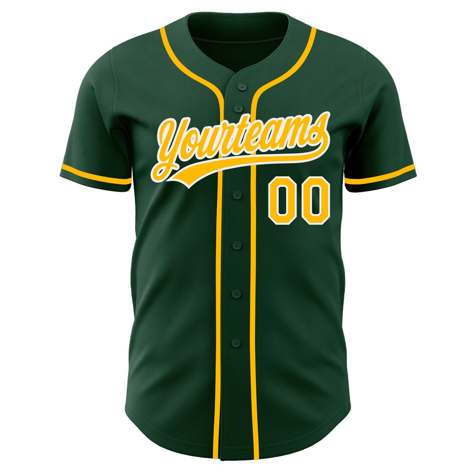 Custom Green Gold-White Authentic Baseball Jersey view 2