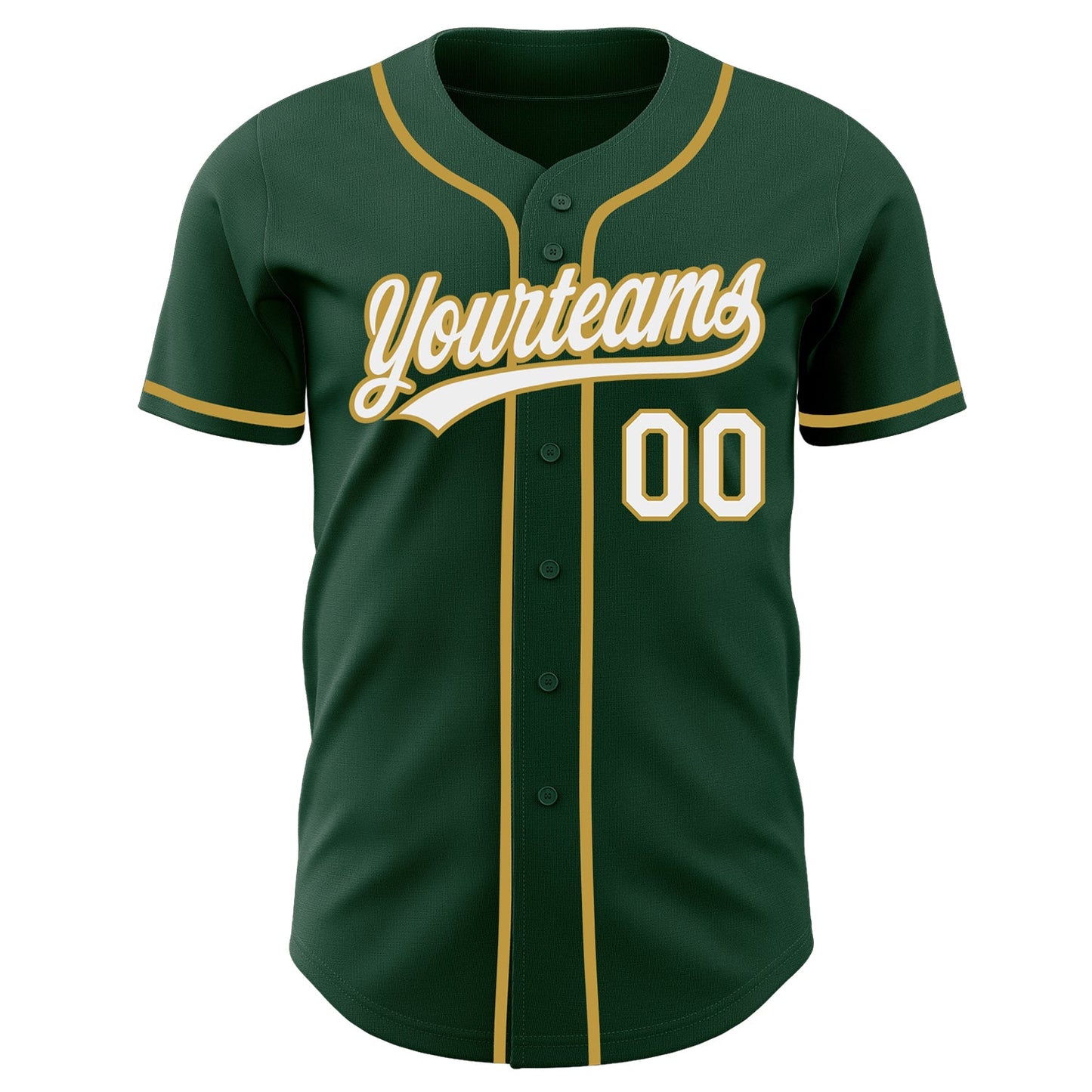 Custom Green White-Old Gold Authentic Baseball Jersey view 2
