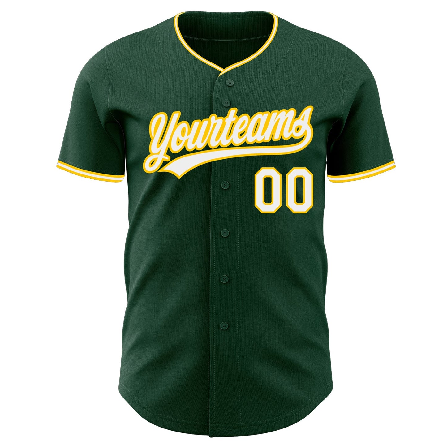 Custom Green White-Yellow Authentic Baseball Jersey view 2