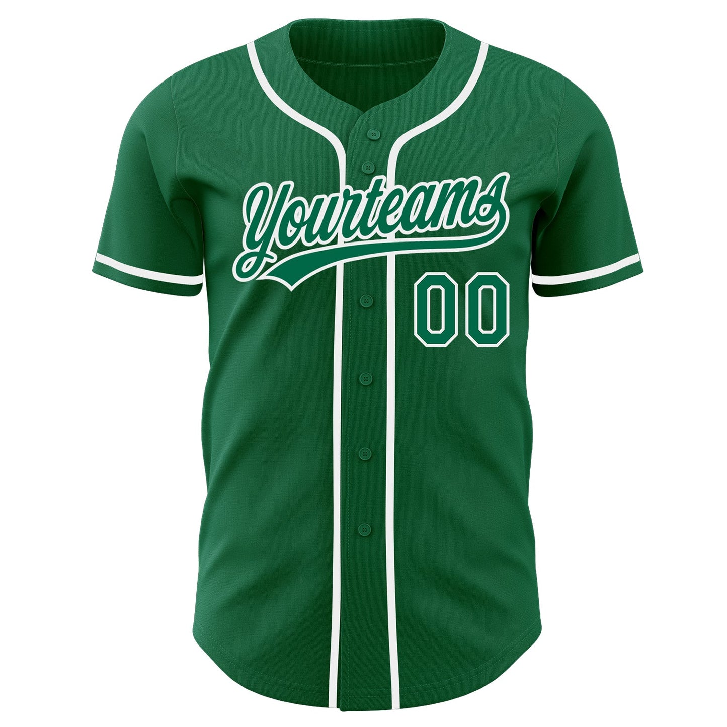 Custom Kelly Green-White Authentic Baseball Jersey view 2