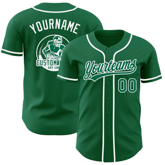 Custom Kelly Green-White Authentic Baseball Jersey - Main View