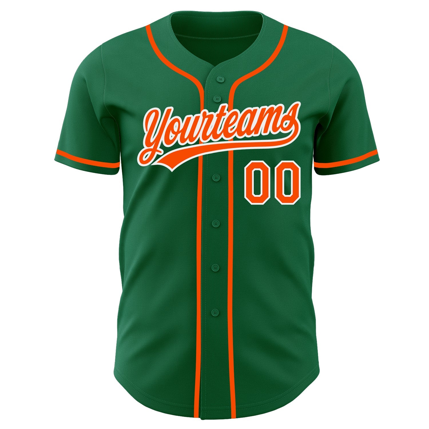 Custom Kelly Green Orange-White Authentic Baseball Jersey view 2