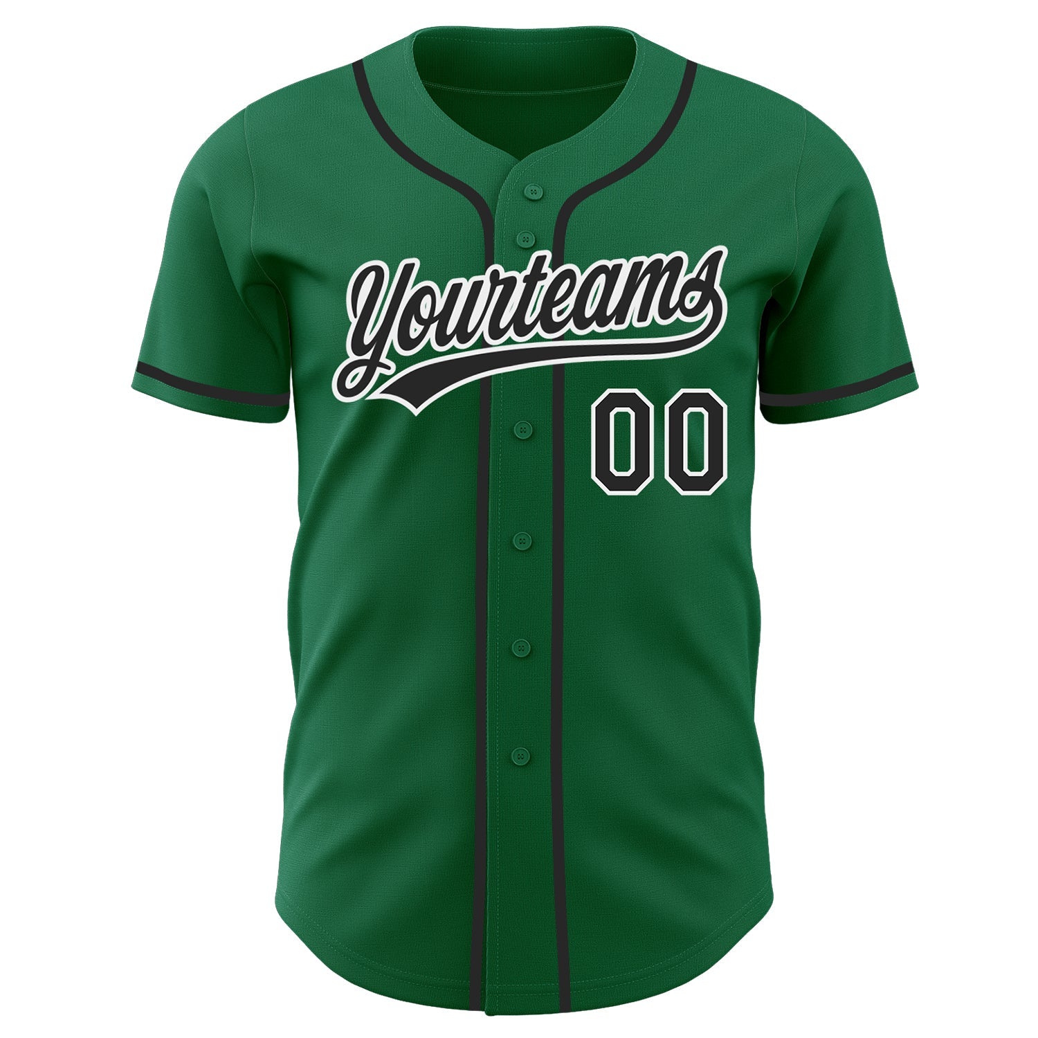 Custom Kelly Green Black-White Authentic Baseball Jersey view 2