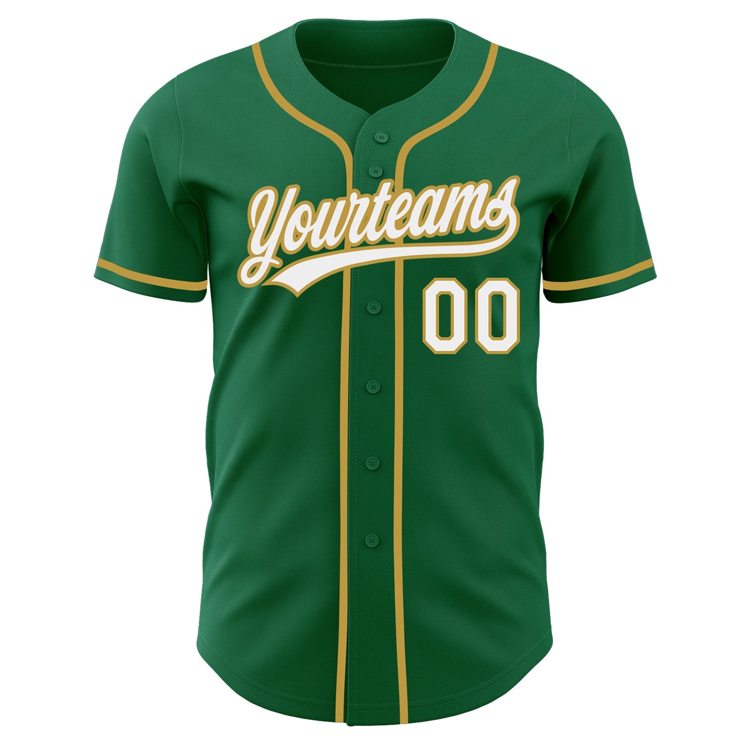Custom Kelly Green White-Old Gold Authentic Baseball Jersey view 2