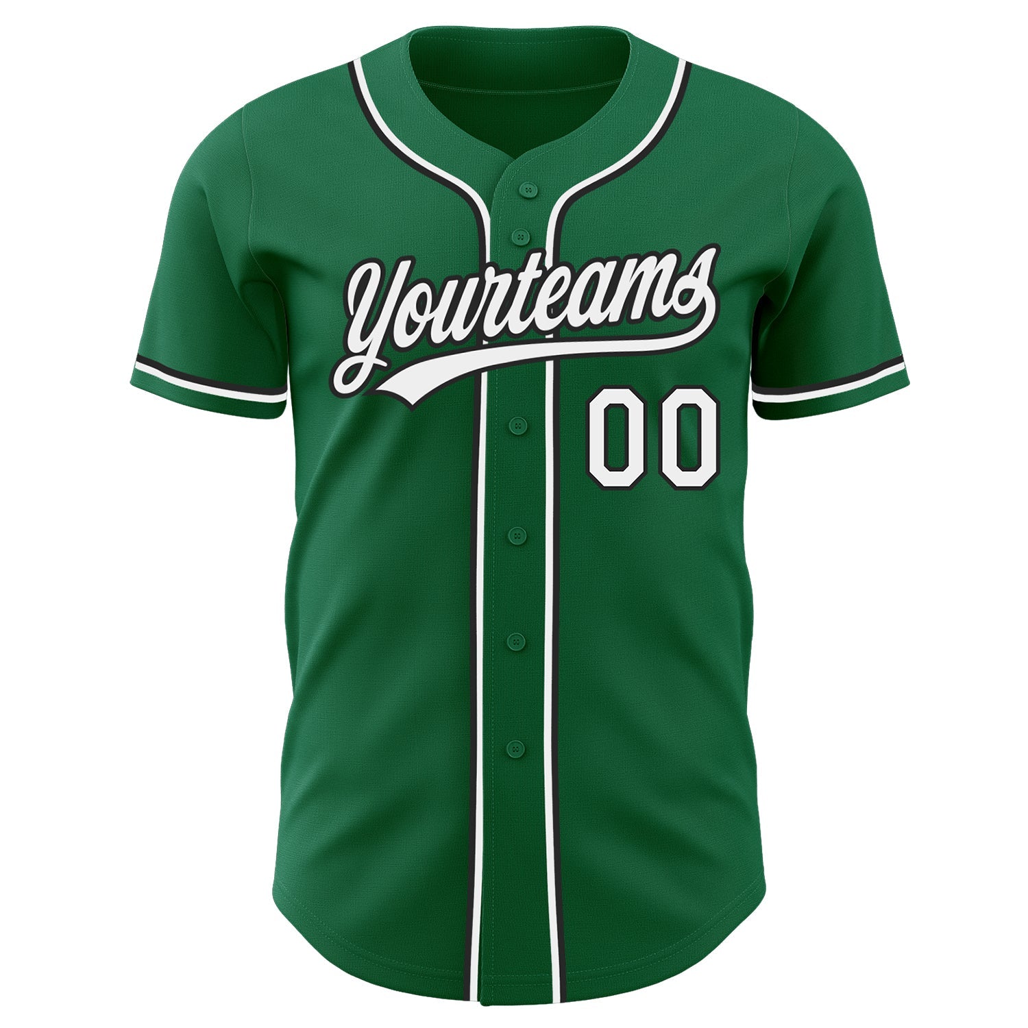 Custom Kelly Green White-Black Authentic Baseball Jersey view 2