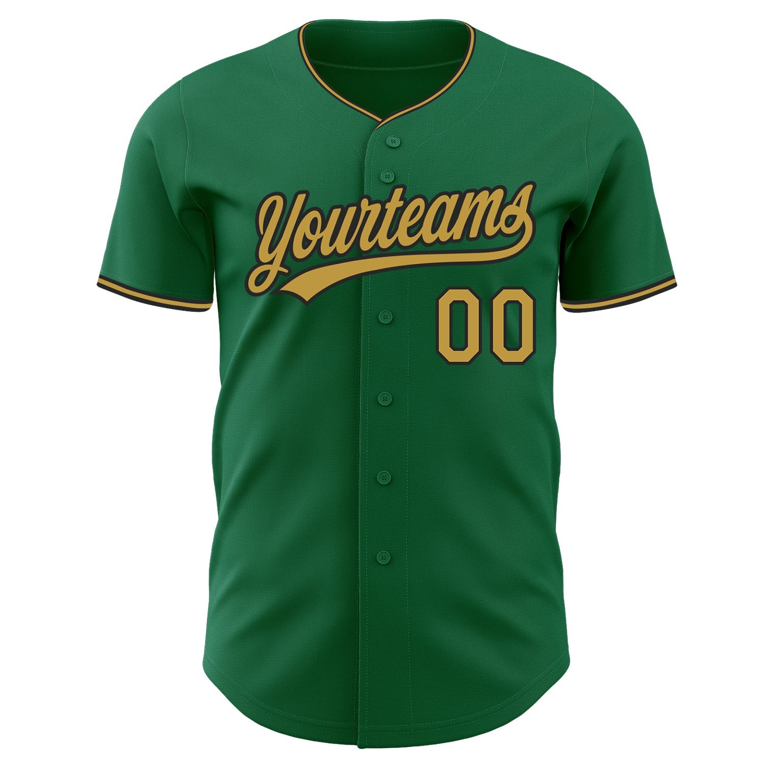 Custom Kelly Green Old Gold-Black Authentic Baseball Jersey view 2