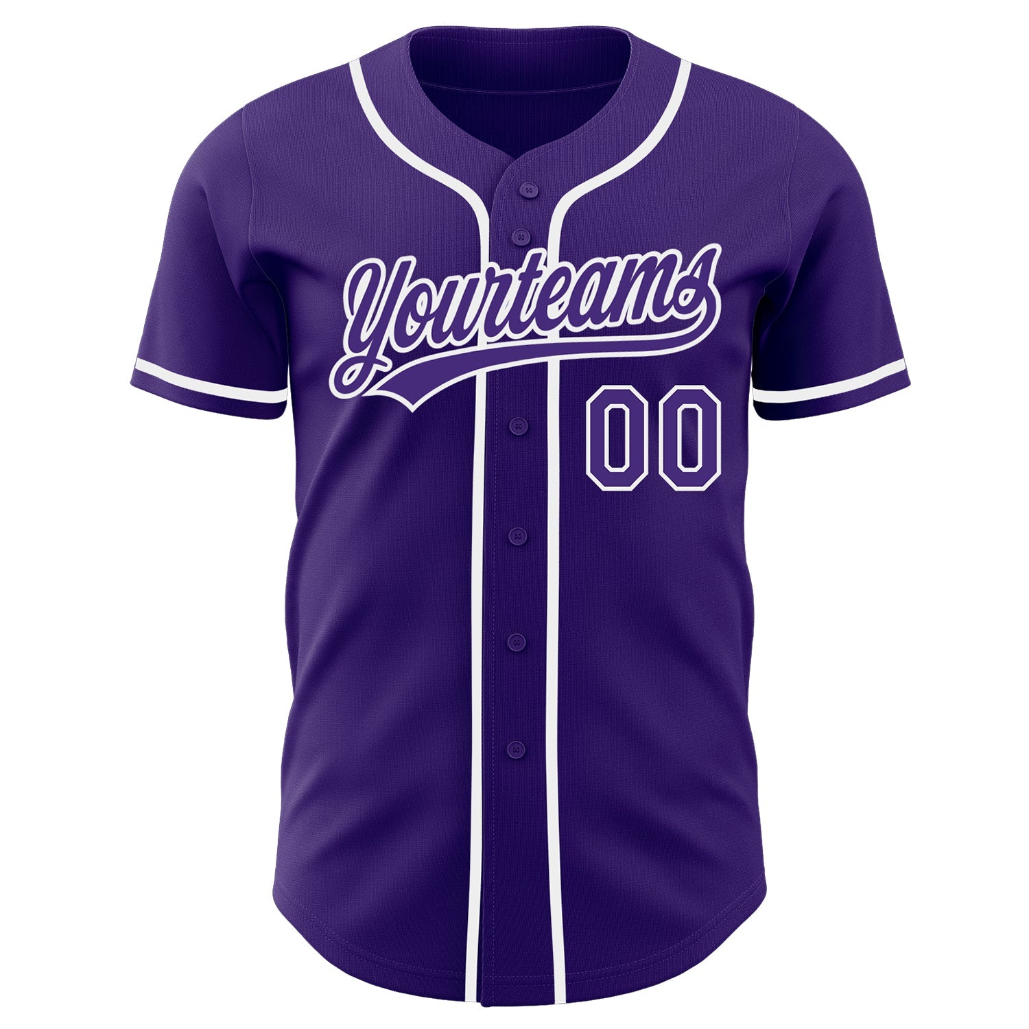 Custom Purple-White Authentic Baseball Jersey view 2