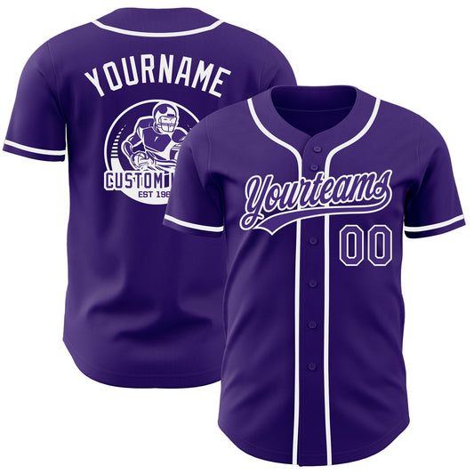 Custom Purple-White Authentic Baseball Jersey - Main View