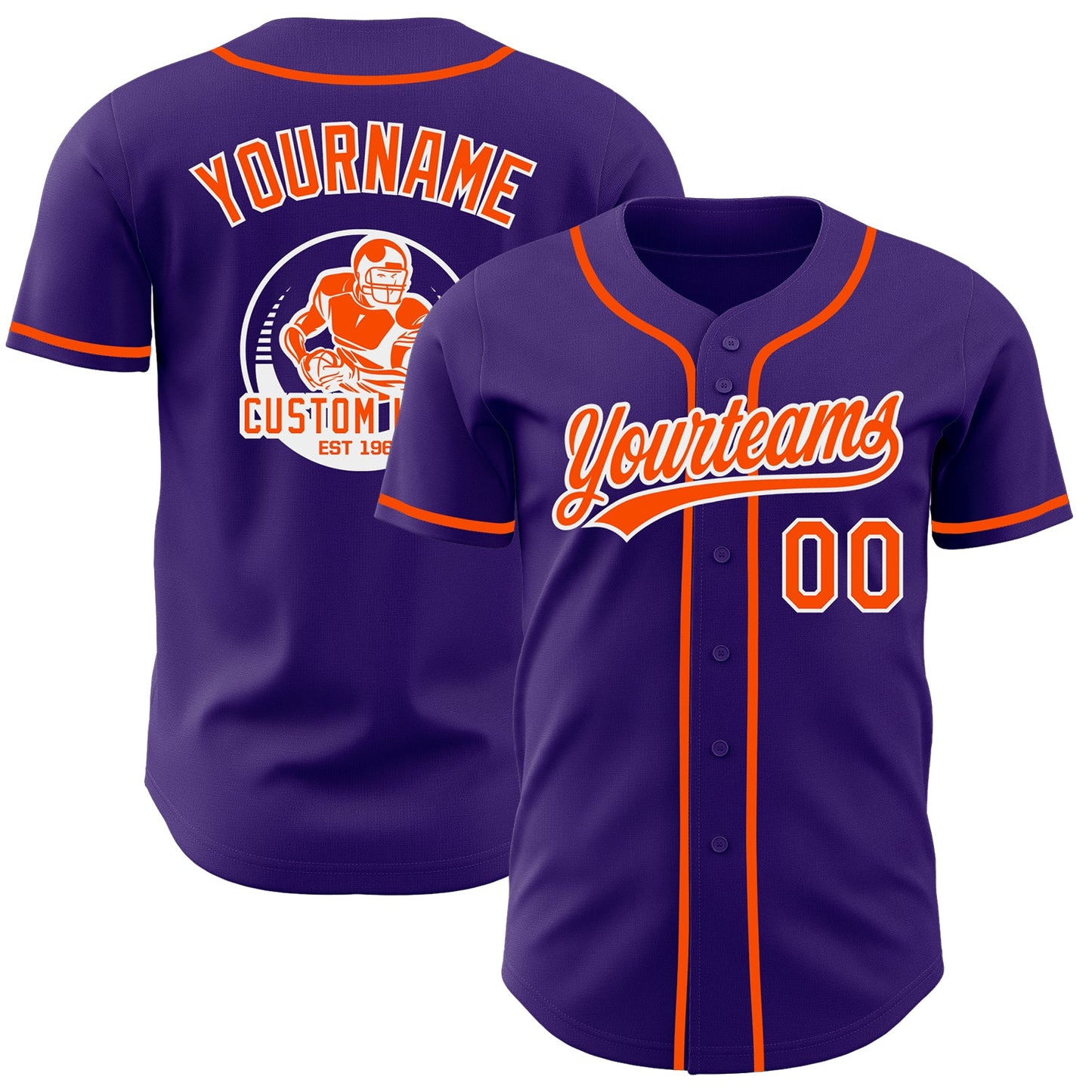 Custom Purple Orange-White Authentic Baseball Jersey - Main View