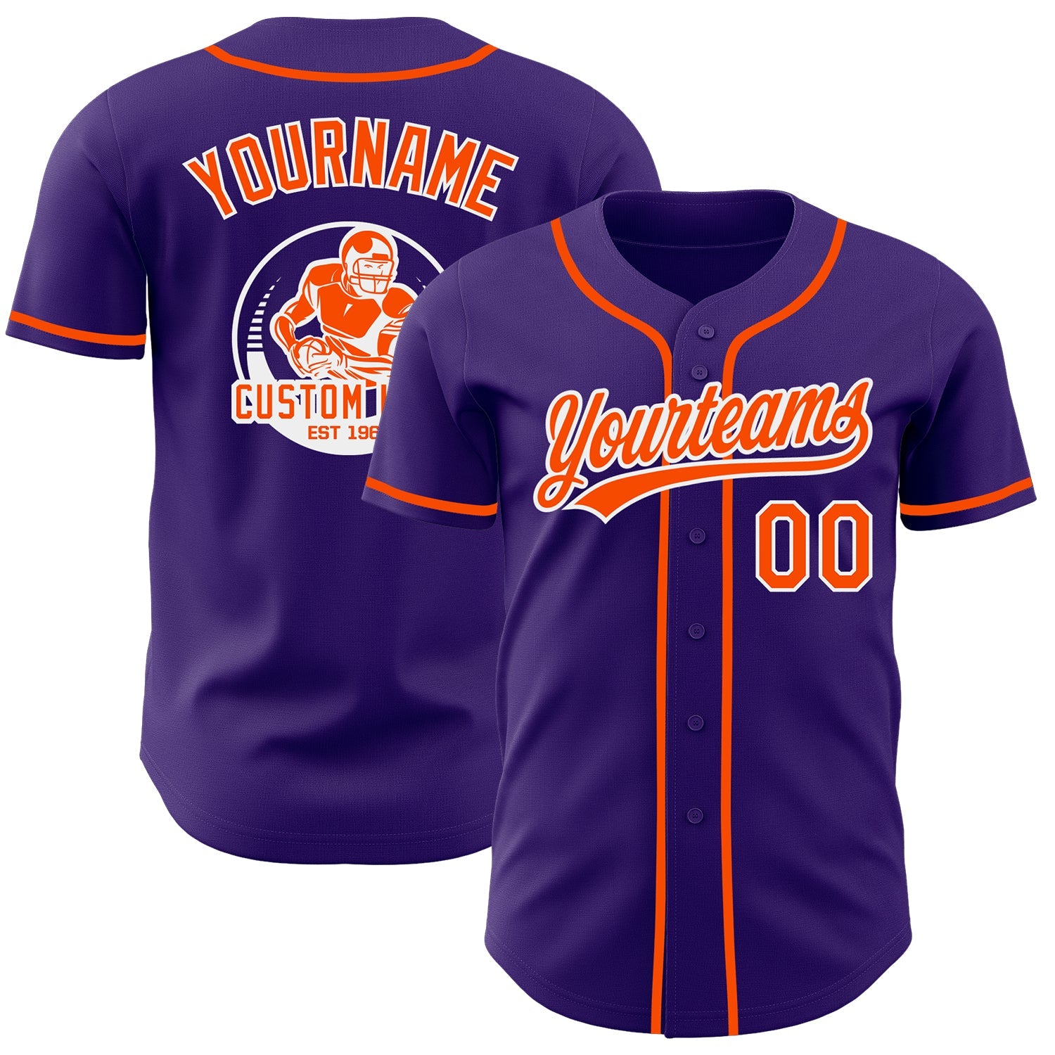Custom Purple Orange-White Authentic Baseball Jersey - Main View