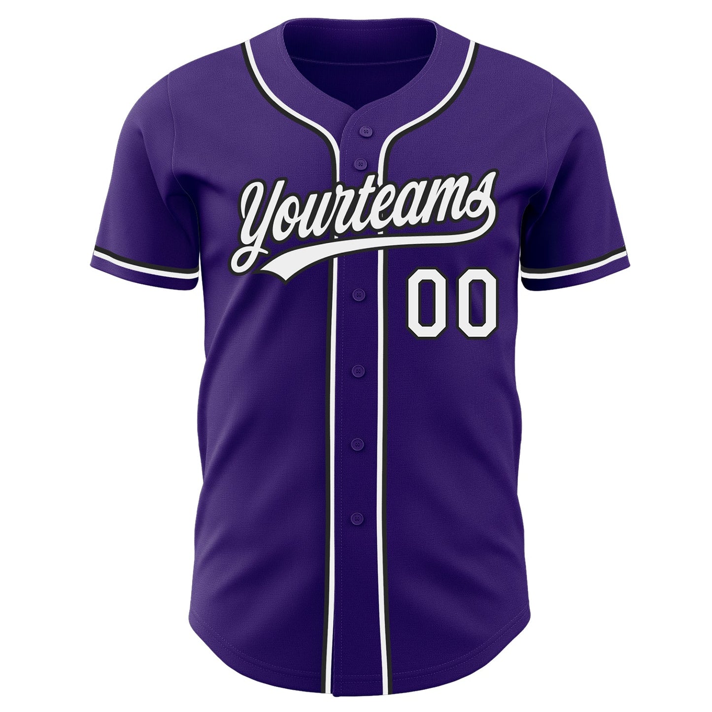 Custom Purple White-Black Authentic Baseball Jersey view 2