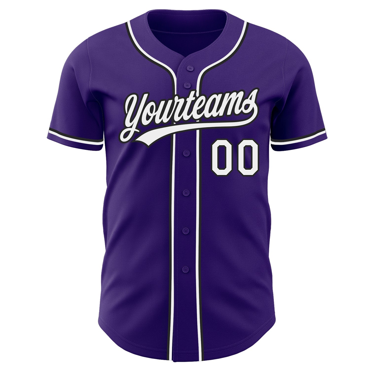 Custom Purple White-Black Authentic Baseball Jersey view 2