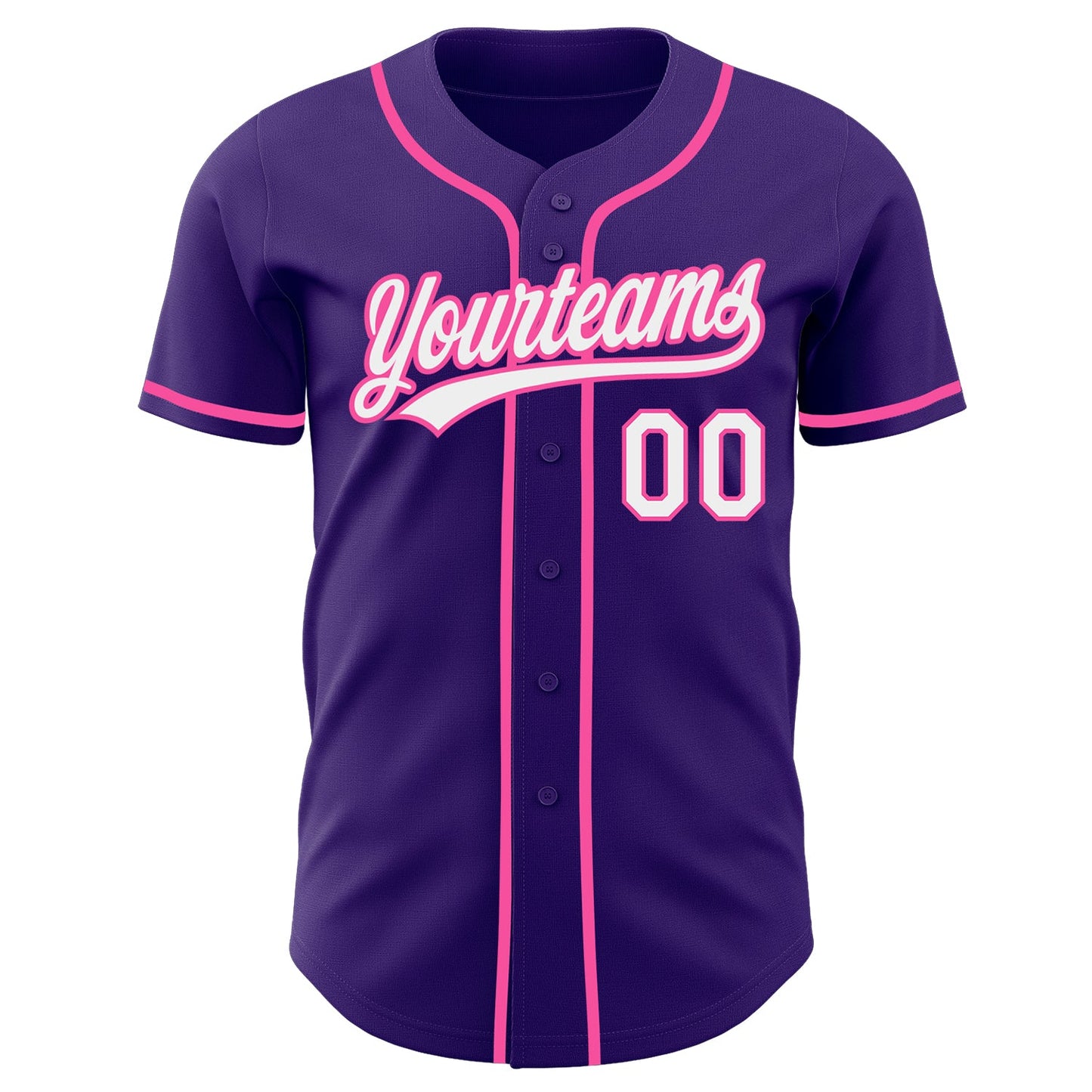 Custom Purple White-Pink Authentic Baseball Jersey view 2