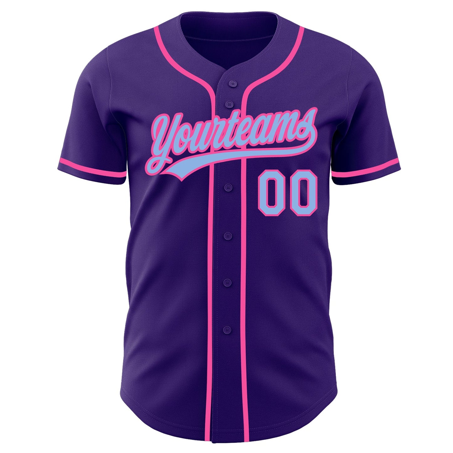 Custom Purple Light Blue-Pink Authentic Baseball Jersey view 2