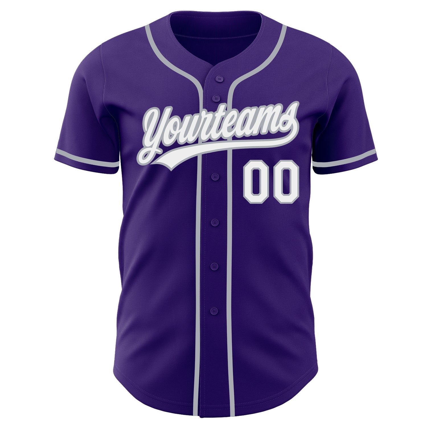 Custom Purple White-Gray Authentic Baseball Jersey view 2
