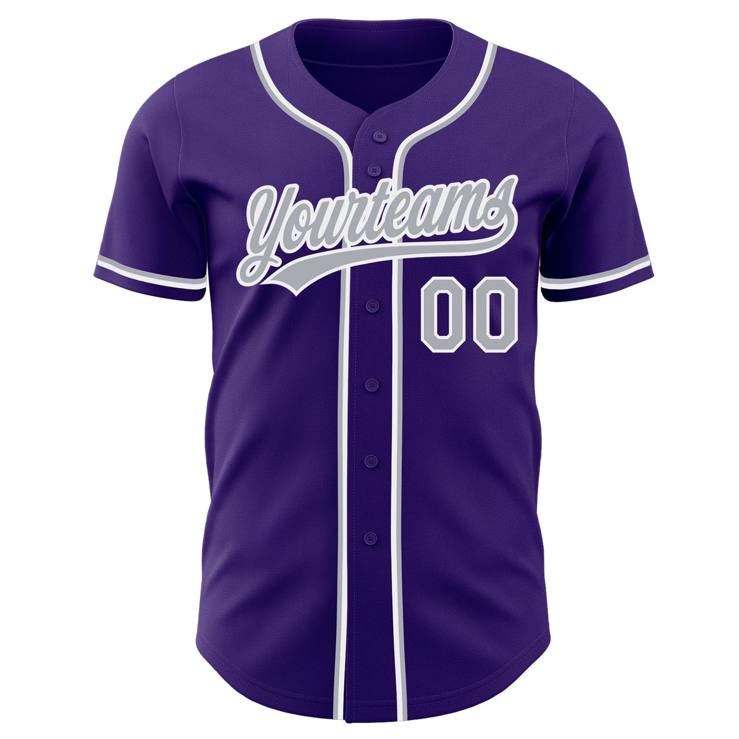 Custom Purple Gray-White Authentic Baseball Jersey view 2