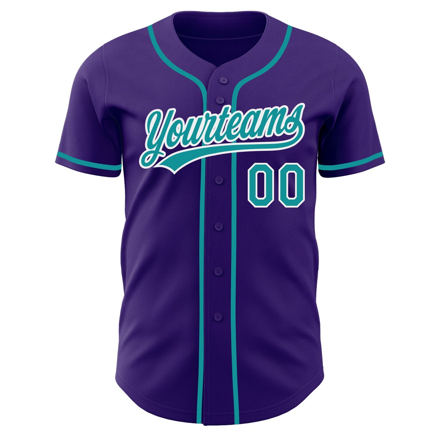 Custom Purple Teal-White Authentic Baseball Jersey view 2