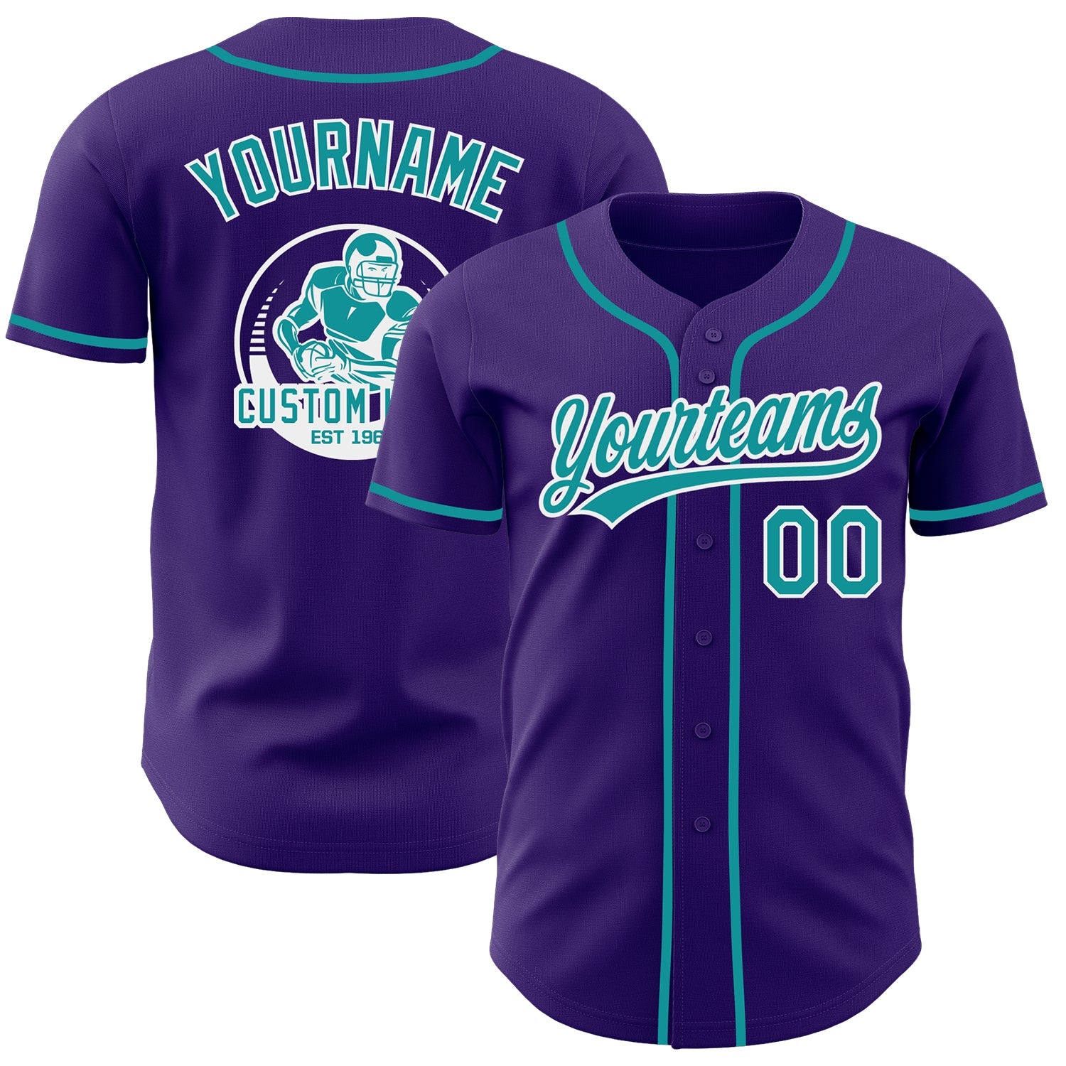 Custom Purple Teal-White Authentic Baseball Jersey - Main View