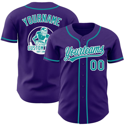 Custom Purple Teal-White Authentic Baseball Jersey - Main View