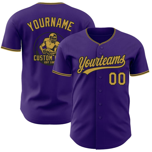 Custom Purple Old Gold-Black Authentic Baseball Jersey - Main View