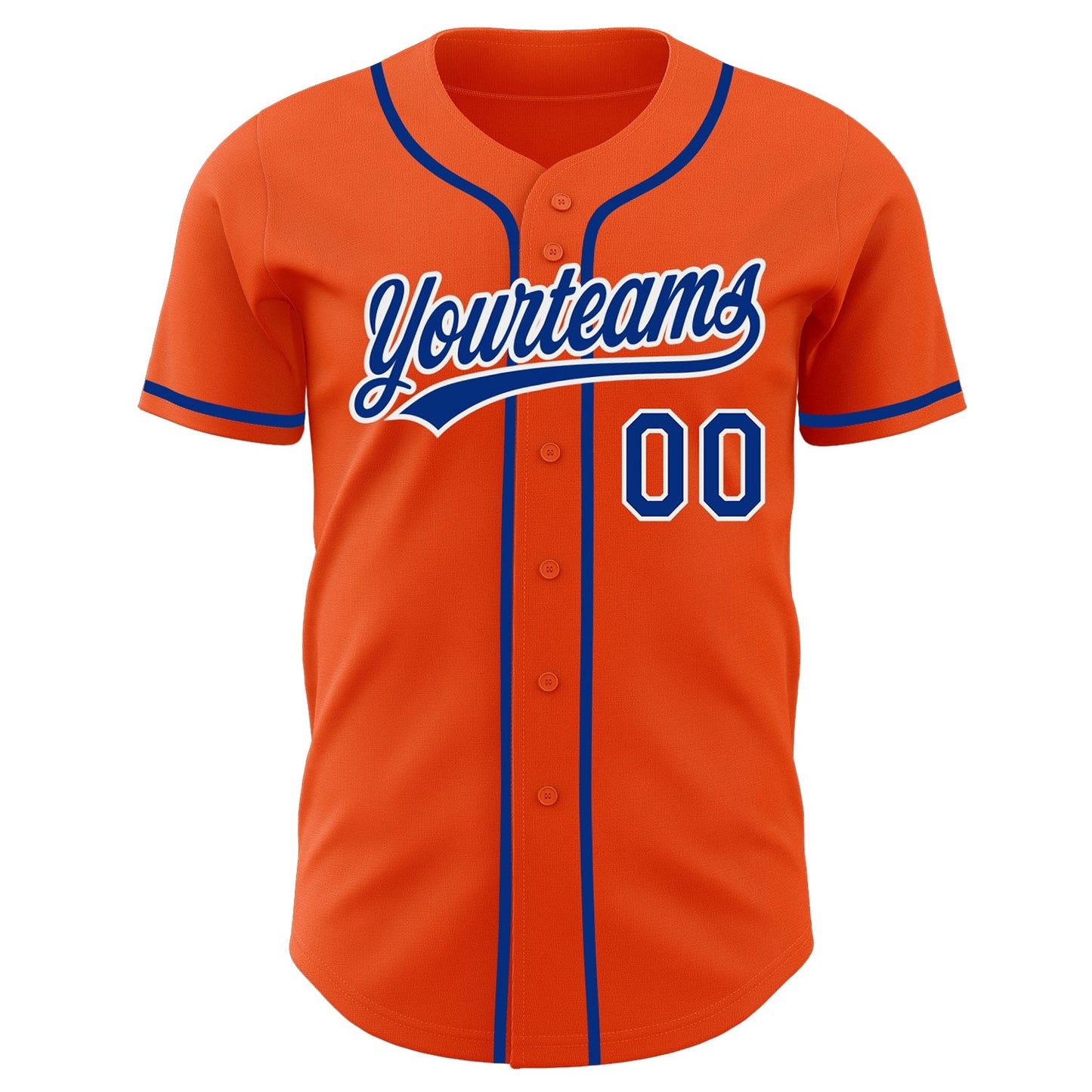 Custom Orange Royal-White Authentic Baseball Jersey view 2