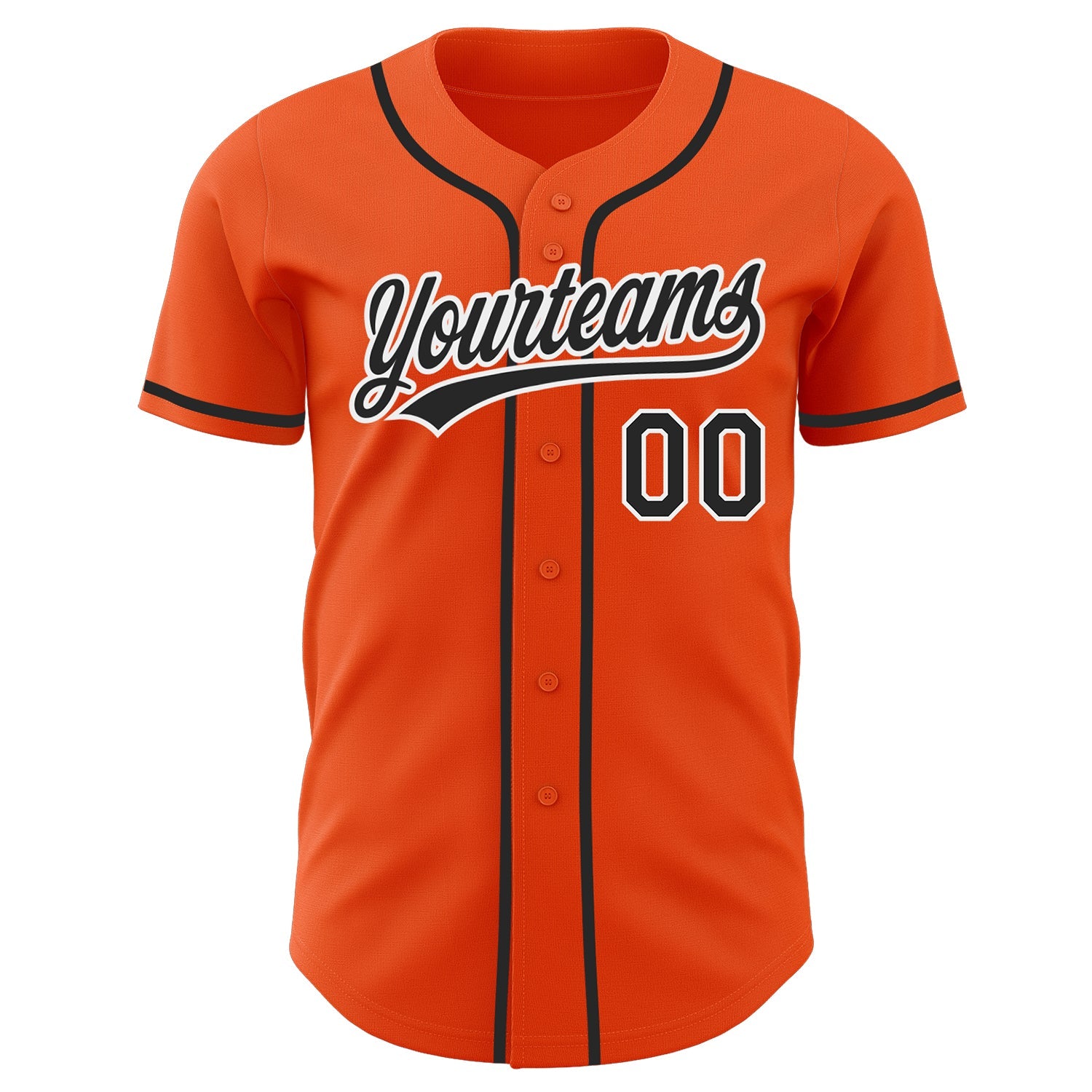 Custom Orange Black-White Authentic Baseball Jersey view 2