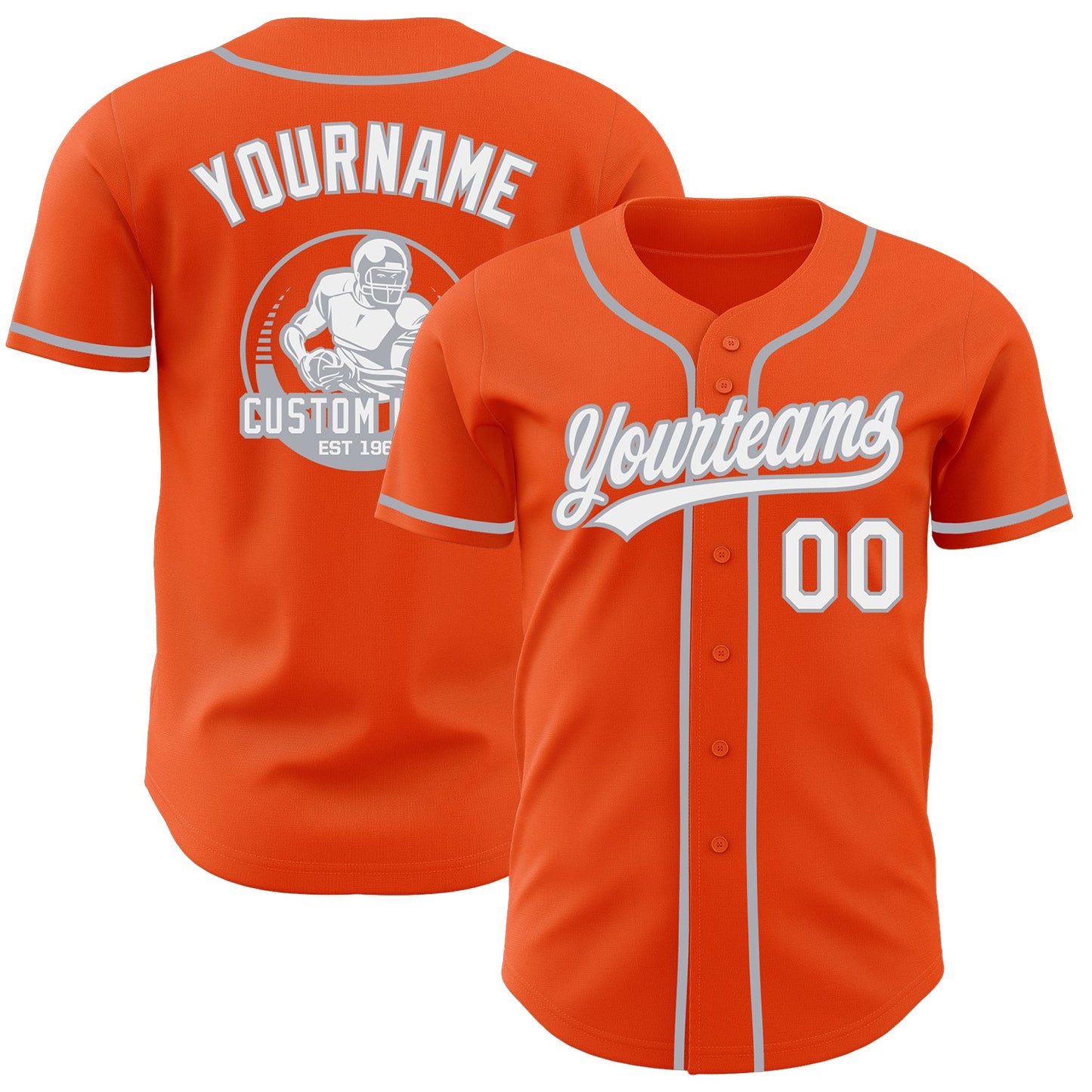 Custom Orange White-Gray Authentic Baseball Jersey - Main View