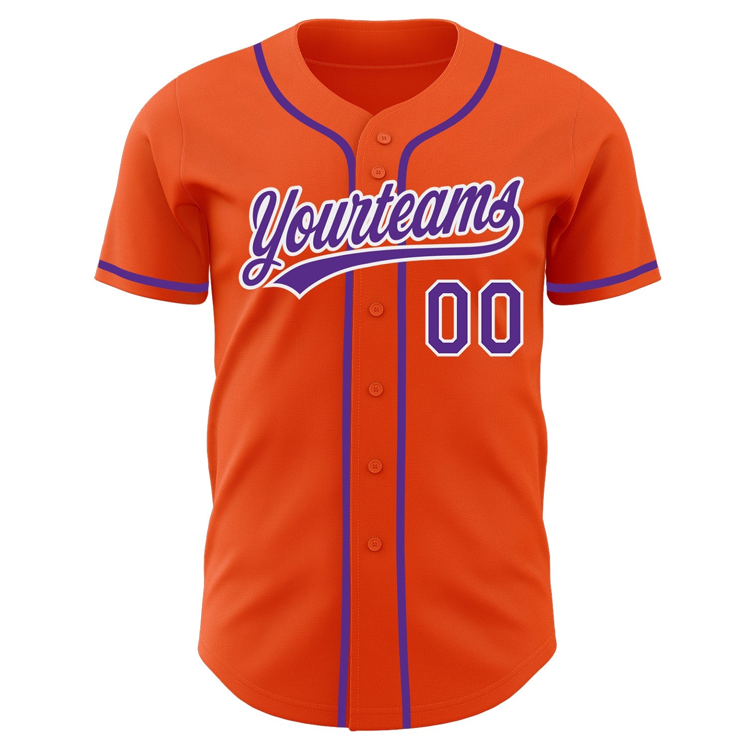 Custom Orange Purple-White Authentic Baseball Jersey view 2