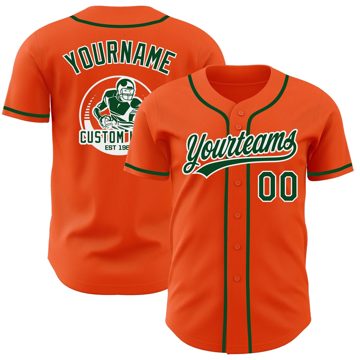 Custom Orange Green-White Authentic Baseball Jersey - Main View