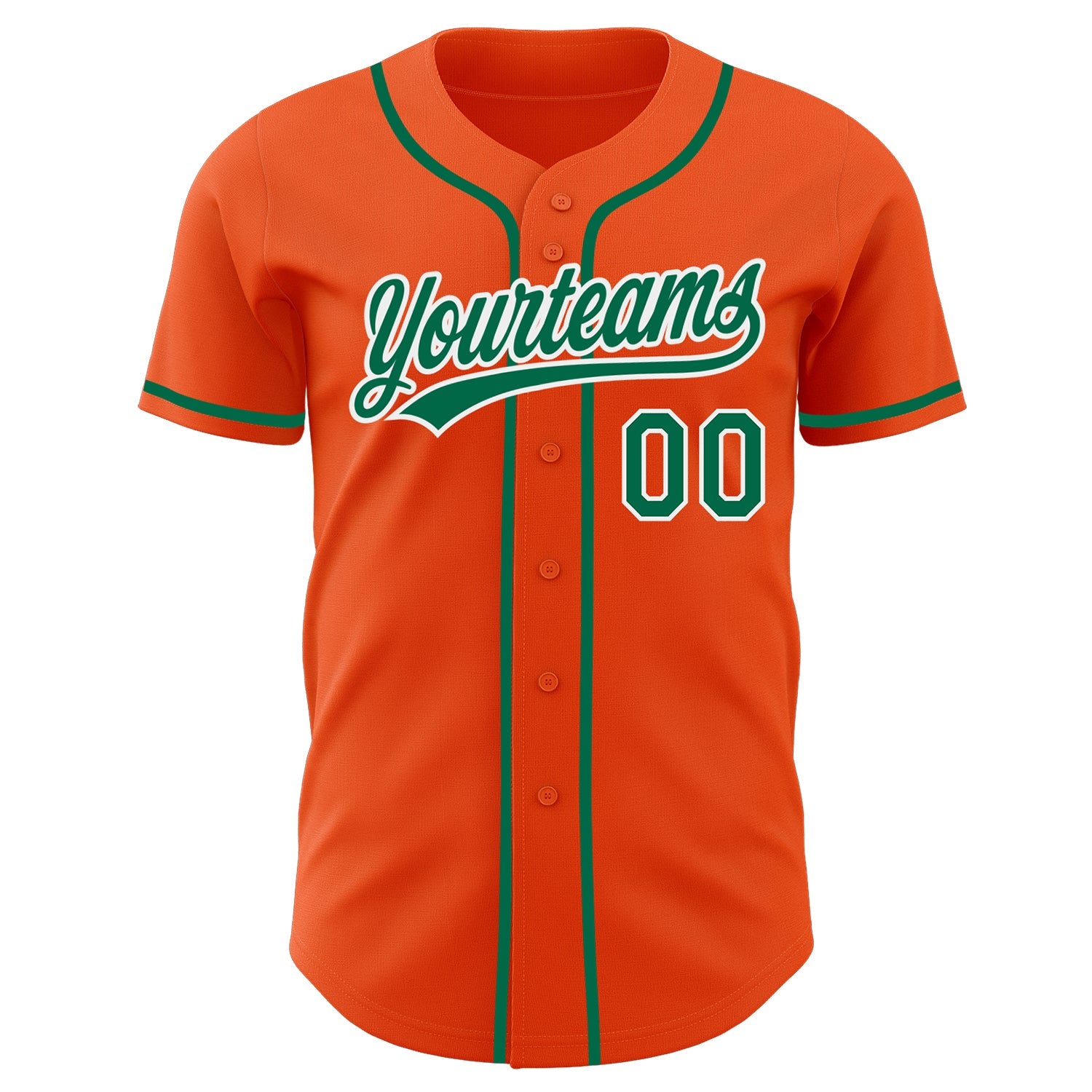 Custom Orange Kelly Green-White Authentic Baseball Jersey view 2