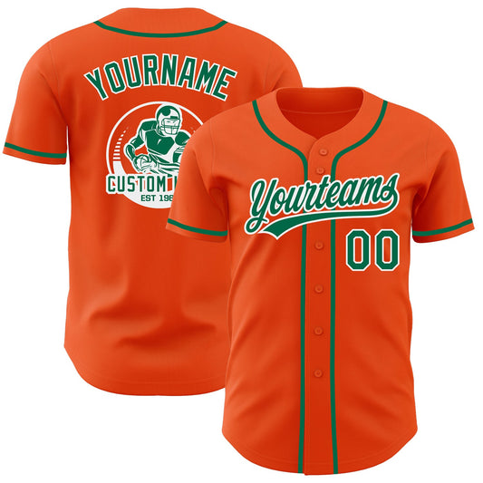 Custom Orange Kelly Green-White Authentic Baseball Jersey - Main View