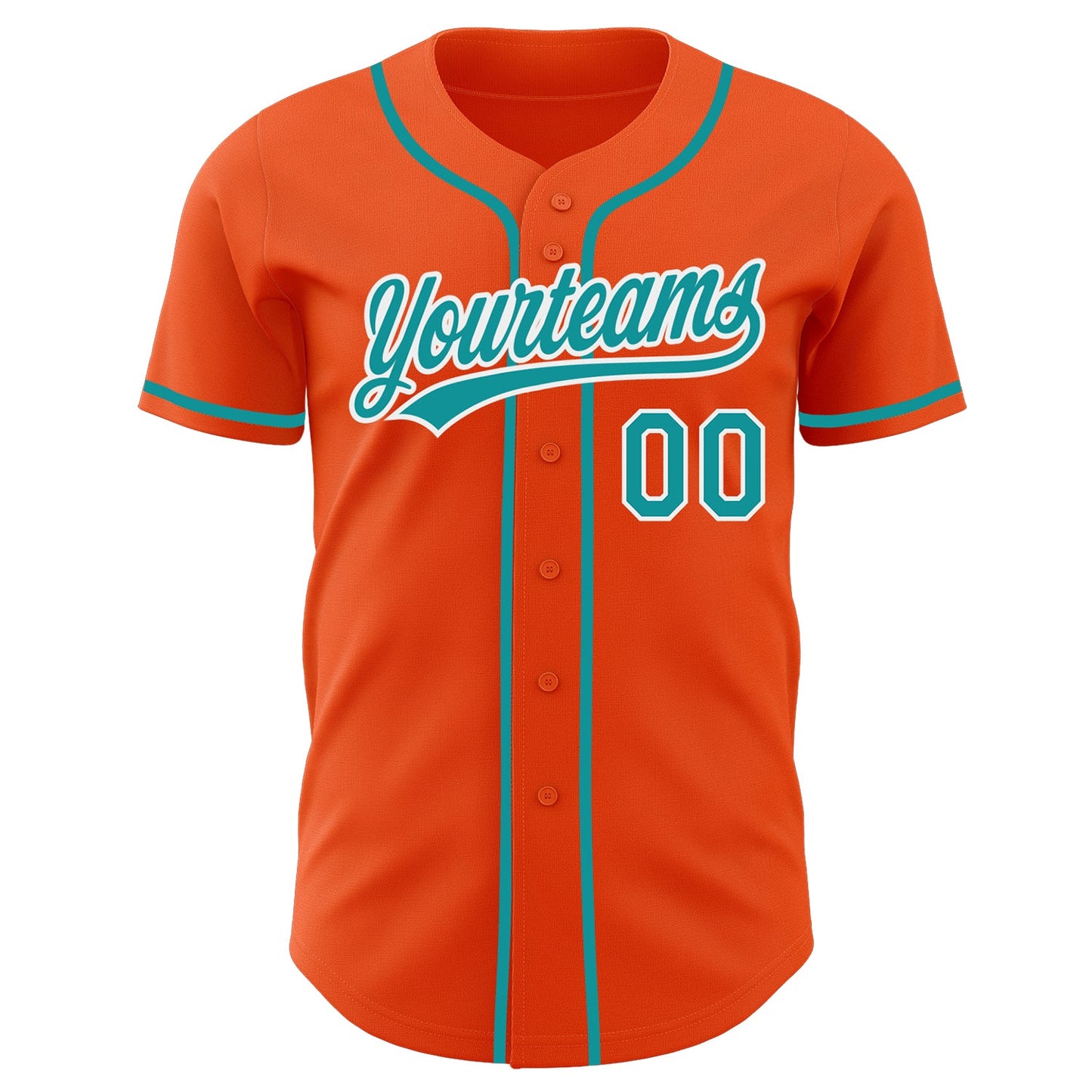 Custom Orange Teal-White Authentic Baseball Jersey view 2
