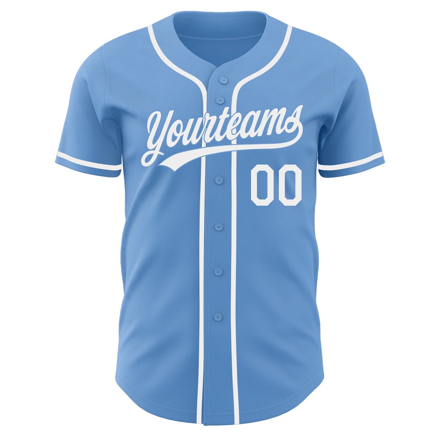 Custom Light Blue-White Authentic Baseball Jersey view 2