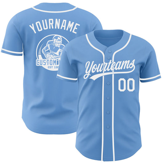 Custom Light Blue-White Authentic Baseball Jersey - Main View