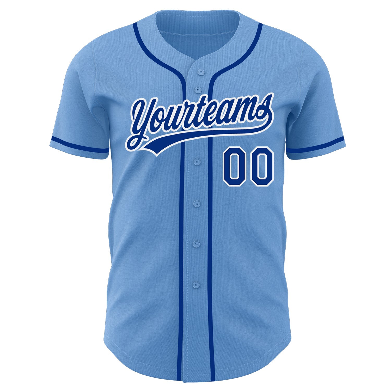 Custom Light Blue Royal-White Authentic Baseball Jersey view 2
