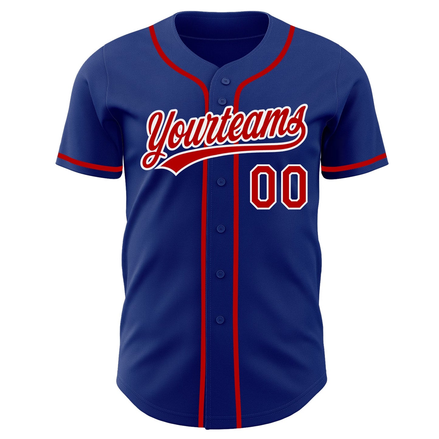 Custom Royal Red-White Authentic Baseball Jersey view 2