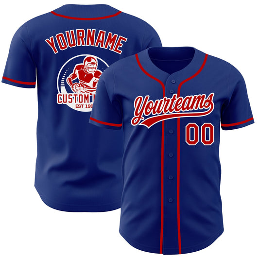 Custom Royal Red-White Authentic Baseball Jersey - Main View