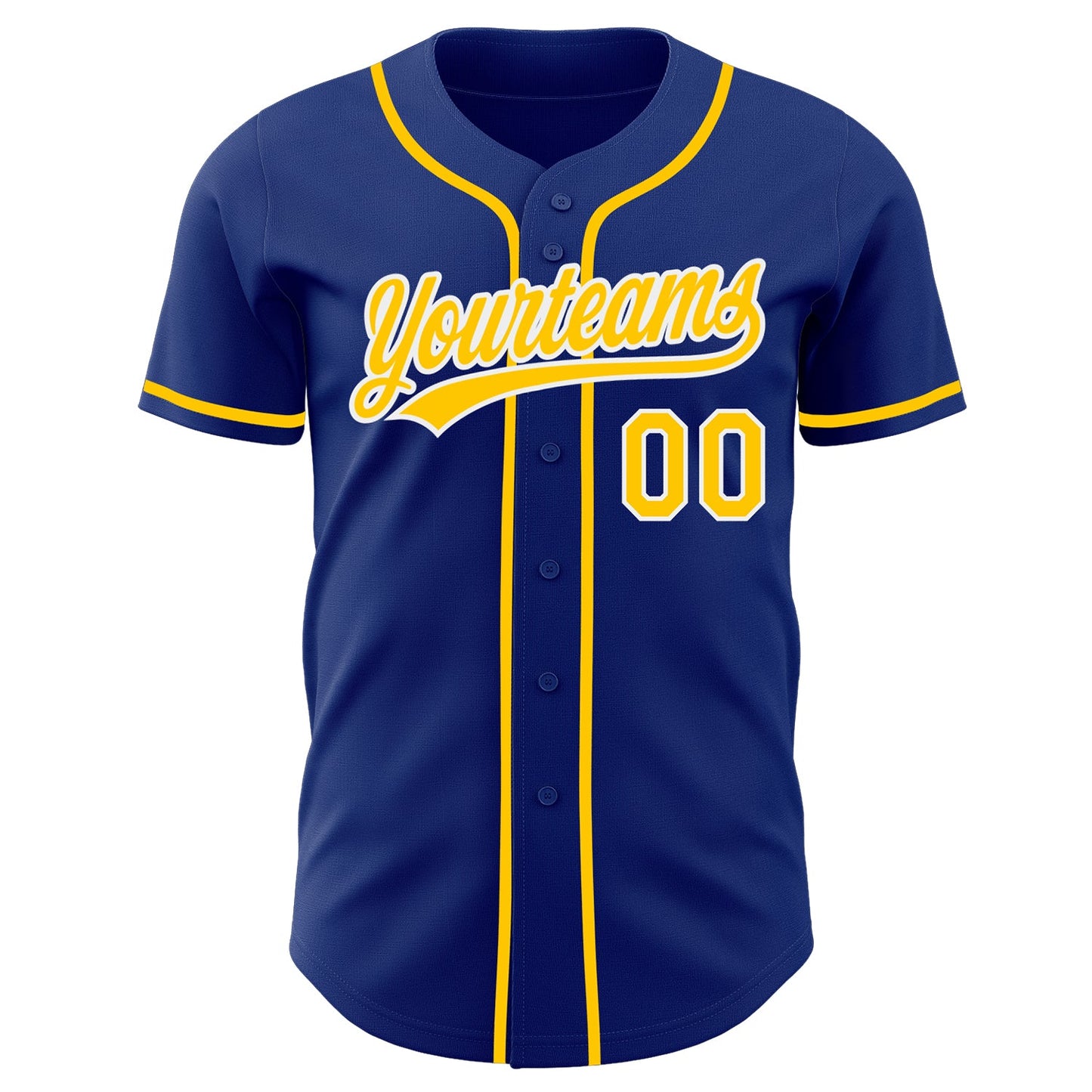 Custom Royal Yellow-White Authentic Baseball Jersey view 2